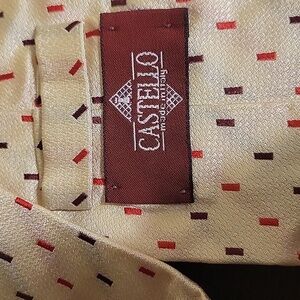 Castello 100% Silk Classic Cream and Red Dotted Necktie Tie